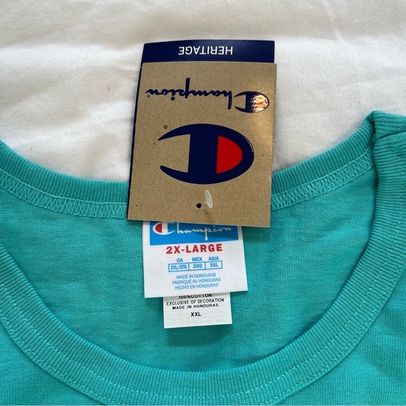 Champion Unisex Aqua Blue Crewneck Tee Size XXL NWT - Picture 4 of 6